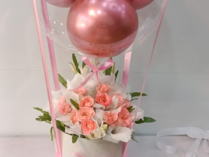 Pink theme balloon basket